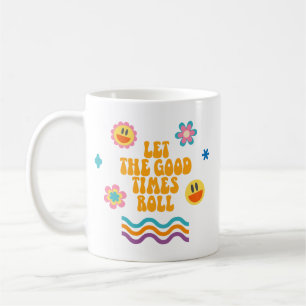 Eenvoudige Kleurrijke Retro Smiley Flower Rainbow Koffiemok