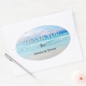 Eenvoudige kleurrijke strand bruiloft dank u ovale sticker (Envelop)