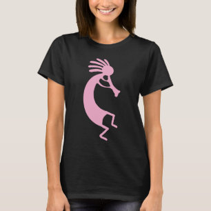 Eenvoudige Kokopelli tekening in roze T-shirt
