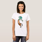 Eenvoudige Kokopelli tekening in Sinaasappel en bl T-shirt (Voorkant volledig)