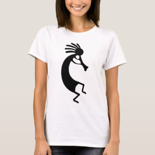 Eenvoudige Kokopelli tekening in zwart T-shirt