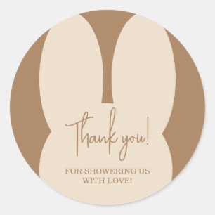 Eenvoudige konijn babyshower bedankt  ronde sticker