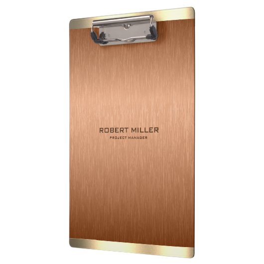 Eenvoudige koper-bruine en gouden metallic textuur klembord (Links)