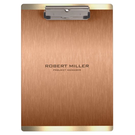 Eenvoudige koper-bruine en gouden metallic textuur klembord (Voorkant)