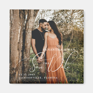 Eenvoudige Koppel Foto Elegante Save The Date Magneet