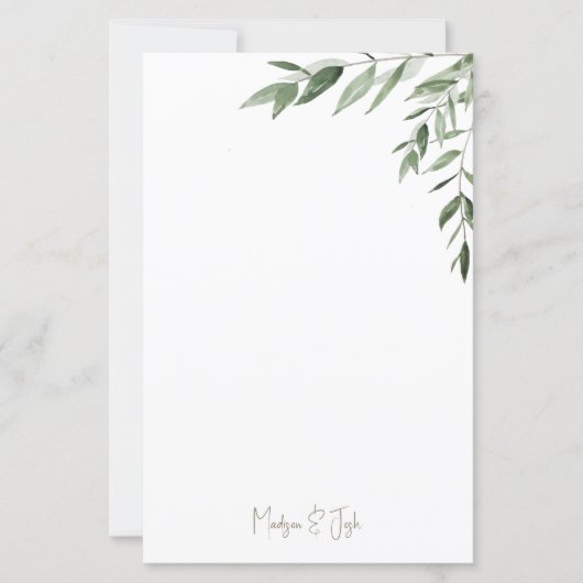 Eenvoudige Koppel Script Namen Foliage Bruiloft (Voorkant)