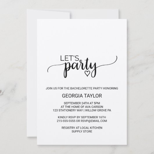 Eenvoudige Kraft Calligraphy Bachelorette Kaart (Voorkant)