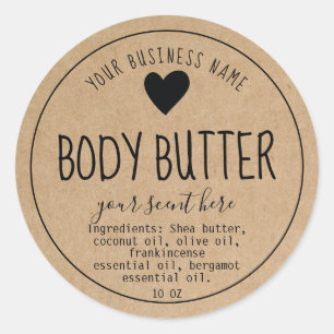 Eenvoudige Kraft Handgemaakte Body Butter Scrub Lo Ronde Sticker