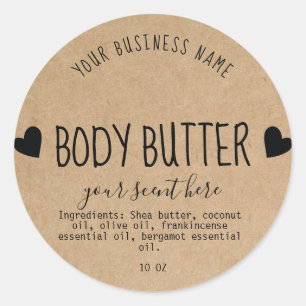 Eenvoudige Kraft Handgemaakte Body Butter Scrub Lo Ronde Sticker