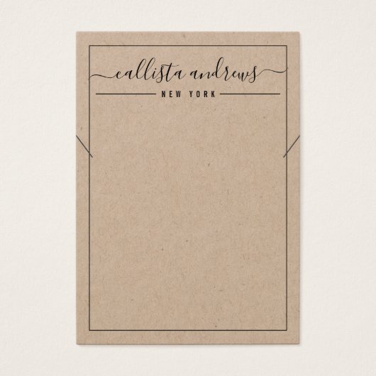 Eenvoudige Kraft Paper Cursive Ketting Display Kaa Visitekaartje (Voorkant)