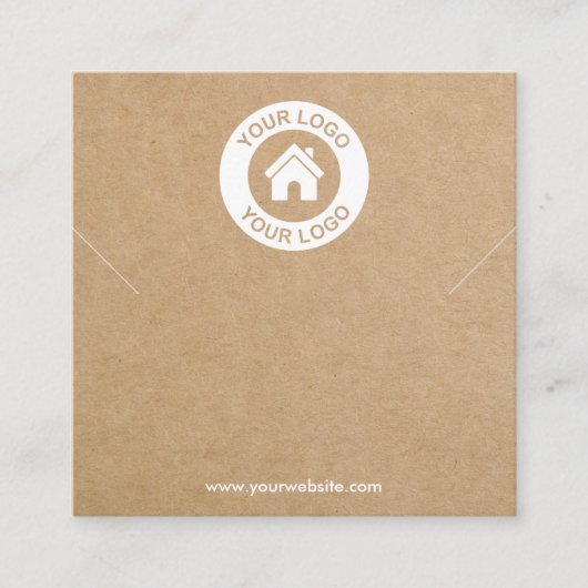 Eenvoudige Kraft Paper Ketting Bracelet Display Ca Vierkante Visitekaartje (Voorkant)