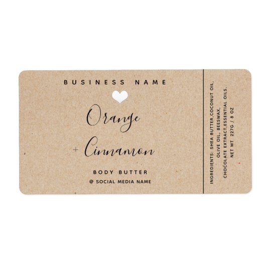 Eenvoudige krafttypografie, wit hartzakboter etiket (Voorkant)