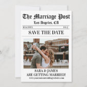 Eenvoudige krant aangepaste foto save the date kaart (Voorkant)