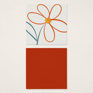Eenvoudige kunstbloem en blad vierkante visitekaartjes