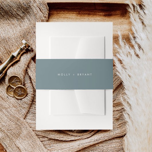 Eenvoudige Kust Dusty Blue Wedding Uitnodigingen Wikkel