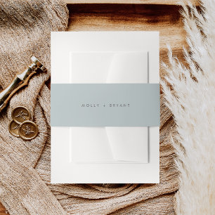 Eenvoudige kust licht blauw bruiloft uitnodigingen wikkel