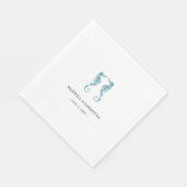 Eenvoudige kuststrand gepersonaliseerde zeepaardje servet (Hoek)