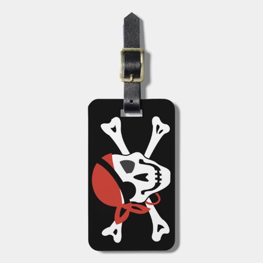 Eenvoudige lachende piratenschedel met uw aangepas bagagelabel (Voorkant verticaal)