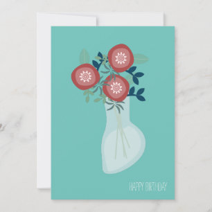 Eenvoudige landsinflatie in Vase Birthday Wish Car Kaart