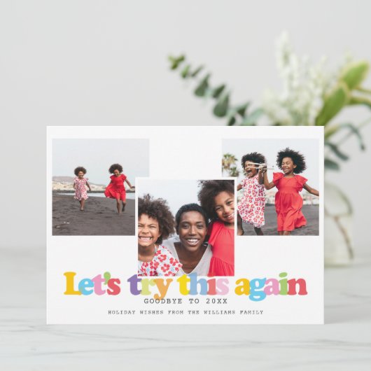 Eenvoudige Laten we dit nog eens proberen Moderne Feestdagenkaart (Staand voorkant)