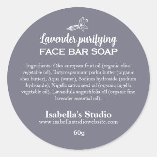 Eenvoudige lavendel Handgemaakte soap Ingredients  Ronde Sticker