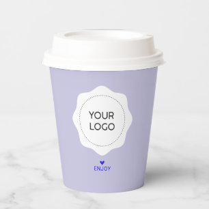 Eenvoudige Lavendel & Paarse Business Logo Custom Papieren Bekers