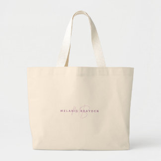 Eenvoudige Lavender Minimalist 2 Monogram Naam Grote Tote Bag