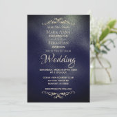 *~* Eenvoudige legante marine BLue GoldWedding Kaart (Staand voorkant)