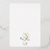 Eenvoudige legante Waterverf Wildbloemen Boho Wedd Folie Uitnodiging (Achterkant)