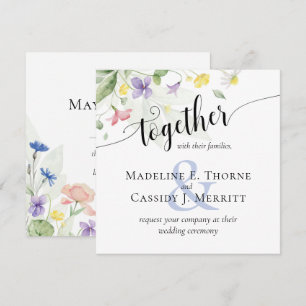 Eenvoudige legante Waterverf Wildbloemen Boho Wedd Kaart