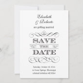 Eenvoudige Legantie zwart-wit sparen de Datum Kaart (Achterkant)