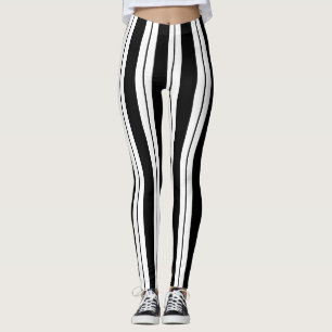 Eenvoudige Leggings met zwarte en witte strepen