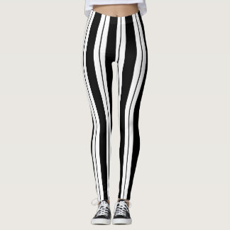 Eenvoudige Leggings met zwarte en witte strepen
