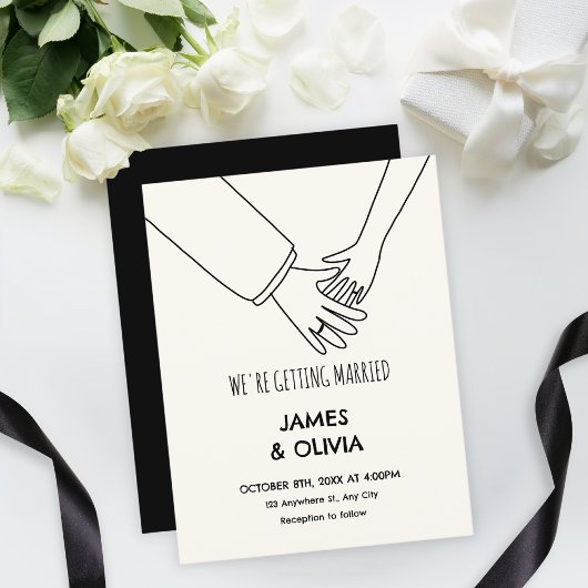 Eenvoudige leuke hand getrokken bruiloft kaart