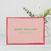 Eenvoudige Leuke Roze en Rode Foto Feestdagenkaart (Staand voorkant)
