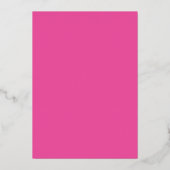 Eenvoudige levendige fuchsia roze strand bruiloft folie uitnodiging (Achterkant)