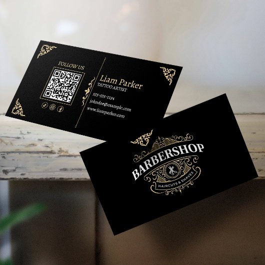 Eenvoudige  Licht Tan BarberShop QR Code Visitekaartje