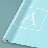Eenvoudige lichtblauwe monogram cadeaupapier