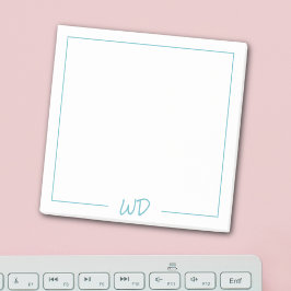 Eenvoudige Lichtblauwe Monogram Initialen Post-it® Notes