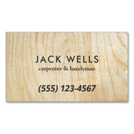 Eenvoudige lichte houtkorrel en handymanbus magnetisch visitekaartje