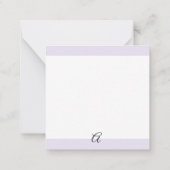 Eenvoudige Lichte Lavendel Chique Pastel Monogram Notitiekaartje (Achterkant)