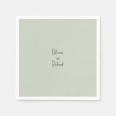 Eenvoudige Lichte Sage Custom Bruiloft Cocktail se Servet (Voorkant)