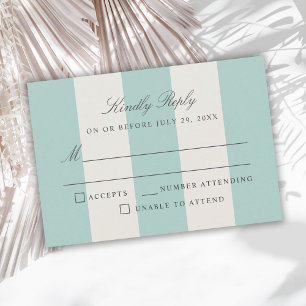 Eenvoudige lichte turquoise cabana strepen trouw-R RSVP Kaartje