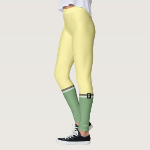 Eenvoudige lichtgele en asparagus groene tweetone leggings