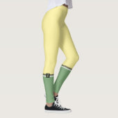 Eenvoudige lichtgele en asparagus groene tweetone leggings (Rechts)