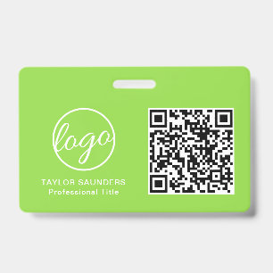 Eenvoudige Lichtgroene QR-code Personeels-ID Badge