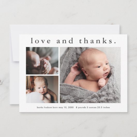 Eenvoudige Liefde en Bedankt Baby Aankondiging Dan (Voorkant)