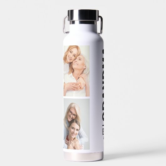 Eenvoudige liefdesgrootma Aangepaste datum 4 Foto  Waterfles (Voorkant)