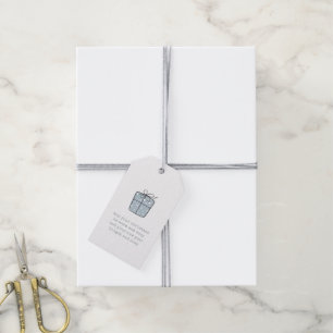 Eenvoudige lijn Art Gift Warm Gezellig Kerstblauw Cadeaulabel