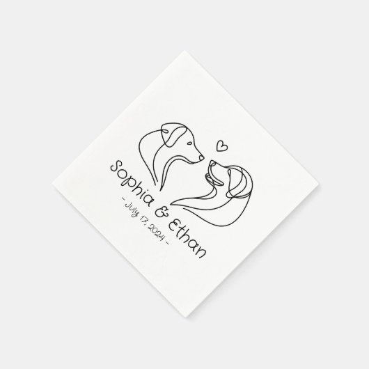 Eenvoudige lijn Art Hond Modern | Trouwservetten Servet (Hoek)